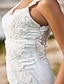 זול שמלות כלה-שמלות חתונה מעטפת \ עמוד צווארון V ללא שרוולים עד הריצפה תחרה שמלות כלה עם אפליקציות 2024