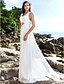 cheap Wedding Dresses-Sheath / Column V Neck Floor Length Chiffon Made-To-Measure Wedding Dresses with Crystal / Ruched by LAN TING BRIDE® / Open Back