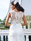 preiswerte Hochzeitskleider-Hochzeitskleider Eng anliegend V Ausschnitt Ärmellos Boden-Länge Spitze Brautkleider Mit Applikationen 2024