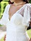 preiswerte Hochzeitskleider-Eng anliegend Hochzeitskleider V-Ausschnitt Pinsel Schleppe Spitze Kurzarm Rückenfrei mit Spitze 2020