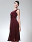 cheap Bridesmaid Dresses-A-Line Bridesmaid Dress V Neck Sleeveless Elegant Knee Length Chiffon with Ruched 2022