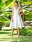 cheap Wedding Dresses-A-Line Wedding Dresses V Neck Knee Length Taffeta Regular Straps Little White Dress with Beading Criss-Cross 2020