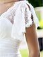 cheap Wedding Dresses-Sheath / Column Wedding Dresses V Neck Sweep / Brush Train Lace Short Sleeve Open Back with Lace 2020