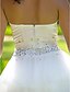 preiswerte Hochzeitskleider-Ballkleid Hochzeitskleider Trägerlos Kurz / Mini Satin Tüll Ärmellos Schlichte Brautkleider mit Kristall 2020