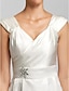 Χαμηλού Κόστους Φορέματα Παρανύμφων-Ίσια Γραμμή Φόρεμα Παρανύμφων Λαιμόκοψη V Αμάνικο Κομψό Μακρύ Σατέν με Ζώνη / Κορδέλα / Χάντρες 2022