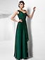 cheap Special Occasion Dresses-Sheath / Column Open Back Formal Evening Military Ball Dress One Shoulder Sleeveless Floor Length Chiffon with Ruched Crystals Draping 2022