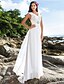 cheap Wedding Dresses-Sheath / Column V Neck Floor Length Chiffon Made-To-Measure Wedding Dresses with Crystal / Ruched by LAN TING BRIDE® / Open Back