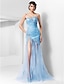 cheap Evening Dresses-Sheath / Column Open Back Dress Holiday Cocktail Party Sweep / Brush Train Sleeveless Sweetheart Tulle with Beading Split Front 2023