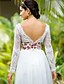 baratos Vestidos de Casamento-Tubinho Vestidos de noiva Decote V Longo Chiffon Renda Manga Longa com 2020