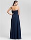 זול שמלות שושבינה-Sheath / Column Halter Neck / V Neck Floor Length Chiffon Bridesmaid Dress with Criss Cross / Ruched / Draping