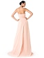 cheap Special Occasion Dresses-Sheath / Column Elegant Prom Formal Evening Military Ball Dress Sweetheart Neckline Sleeveless Sweep / Brush Train Chiffon with Criss Cross Ruched Beading 2022