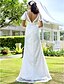 cheap Wedding Dresses-Sheath / Column Wedding Dresses V Neck Sweep / Brush Train Lace Short Sleeve Open Back with Lace 2020