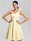 cheap Bridesmaid Dresses-A-Line / Princess One Shoulder / Sweetheart Neckline Knee Length Chiffon Bridesmaid Dress with Beading / Bow(s) / Draping by LAN TING BRIDE®