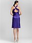 cheap Bridesmaid Dresses-Sheath / Column Bridesmaid Dress Straps / Sweetheart Neckline Sleeveless Knee Length Stretch Satin with Criss Cross / Ruched / Crystal Brooch 2022