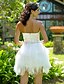 levne Svatební šaty-Plesové šaty Svatební šaty Bez ramínek Krátký / Mini Satén Tyl Bez rukávů Malé bílé s Křišťály 2020