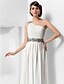 Χαμηλού Κόστους Φορέματα ειδικών περιστάσεων-Ίσια Γραμμή Κομψό Φόρεμα Χοροεσπερίδα Επίσημο Βραδινό Μακρύ Αμάνικο Ένας Ώμος Σιφόν με Χάντρες Που καλύπτει 2024
