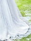 baratos Vestidos de Casamento-Princesa Linha A Vestidos de noiva Decote V Assimétrico Até os Joelhos Organza Sem Manga Vestidos Noiva de Cor com Apliques Drapeado Lateral 2020