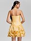 זול שמלות שושבינה-גזרת A / נשף צווארון V / קולר קצר \ מיני טפטה שמלה לשושבינה  עם חרוזים / כיווצים למעלה / קפלים על ידי LAN TING BRIDE®