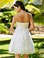 cheap Wedding Dresses-A-Line Wedding Dresses Sweetheart Neckline Knee Length Lace Strapless Floral Lace with Sash / Ribbon Flower 2020