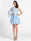 cheap Bridesmaid Dresses-A-Line Princess One Shoulder Short / Mini Chiffon Bridesmaid Dress with Beading Draping Embroidery Side Draping by LAN TING BRIDE®