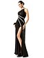 cheap Special Occasion Dresses-Sheath / Column One Shoulder Floor Length Chiffon Dress with Beading / Split Front by TS Couture®