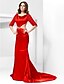 cheap Special Occasion Dresses-Mermaid / Trumpet Open Back Formal Evening Dress Scoop Neck Half Sleeve Court Train Satin with Lace Beading 2020