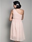 cheap Bridesmaid Dresses-Ball Gown / A-Line One Shoulder Knee Length Chiffon Bridesmaid Dress with Draping / Side Draping / Maternity