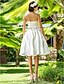 Χαμηλού Κόστους Νυφικά Φορέματα-Αίθουσα Φορεματα για γαμο Γραμμή Α Καρδιά Στράπλες Μέχρι το γόνατο Σατέν Νυφικά φορέματα Με Ζώνη / Κορδέλα Χάντρες 2024