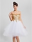 cheap Special Occasion Dresses-A-Line Sparkle &amp; Shine Dress Homecoming Cocktail Party Knee Length Sleeveless Sweetheart Tulle with Beading Sequin Ruffles 2023