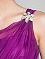 cheap Bridesmaid Dresses-A-Line / Princess Straps Knee Length Chiffon Bridesmaid Dress with Bow(s) / Draping / Side Draping by LAN TING BRIDE®