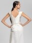 cheap Bridesmaid Dresses-Sheath / Column Bridesmaid Dress V Neck Sleeveless Elegant Floor Length Satin with Sash / Ribbon / Beading 2022