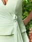 cheap Bridesmaid Dresses-A-Line / Princess V Neck / Halter Neck Tea Length Chiffon Bridesmaid Dress with Side Draping by LAN TING BRIDE®