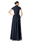 cheap Special Occasion Dresses-Sheath / Column Elegant Formal Evening Wedding Party Dress Plunging Neck Short Sleeve Floor Length Chiffon with Ruched Draping 2021