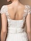 Χαμηλού Κόστους Νυφικά Φορέματα-Φορεματα για γαμο Ίσια Γραμμή Τετράγωνη Λαιμόκοψη Κοντομάνικο Μακρύ Σιφόν Νυφικά φορέματα Με Δαντέλα Ζώνη / Κορδέλα Καλοκαίρι 2023 Γαμήλιο Πάρτυ, Γυναικεία Ρούχα