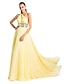 cheap Special Occasion Dresses-Sheath / Column Open Back Dress Prom Formal Evening Court Train Sleeveless One Shoulder Chiffon with Beading Draping Side Draping 2024