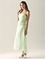 preiswerte Brautjungfernkleider-Sheath / Column Bridesmaid Dress Strapless Sleeveless Elegant Asymmetrical / Tea Length Chiffon with Ruched / Ruffles 2022