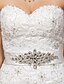 cheap Wedding Dresses-Mermaid / Trumpet Sweetheart Neckline Court Train Lace Made-To-Measure Wedding Dresses with Beading / Sash / Ribbon / Crystal Floral Pin by LAN TING BRIDE® / Removable train