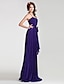 cheap Bridesmaid Dresses-A-Line / Princess Halter Neck / Spaghetti Strap Floor Length Chiffon Bridesmaid Dress with Bow(s) / Draping / Sash / Ribbon by LAN TING BRIDE®