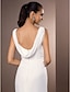 Χαμηλού Κόστους Νυφικά Φορέματα-Ίσια Γραμμή Φορεματα για γαμο Λαιμόκοψη V Ουρά μέτριου μήκους Σιφόν πάνω από σατέν Κανονικοί ιμάντες Πεπαλαιωμένο Εξώπλατο Κομψή με Πλαϊνό Ντραπέ 2022