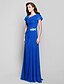 cheap Special Occasion Dresses-A-Line Square Neck Floor Length Chiffon Dress with Appliques / Draping / Criss Cross by TS Couture®