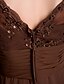 preiswerte Kleider für die Brautmutter-A-Linie Brautmutterkleid Vintage inspiriert V-Ausschnitt Boden-Länge Chiffon Spitze Halbe Ärmel mit Spitze Gerafft Perlenstickerei 2022 / Transparente