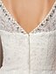 Χαμηλού Κόστους Νυφικά Φορέματα-Ίσια Γραμμή Φορεματα για γαμο Λαιμός σέσουλα Μέχρι το γόνατο Όλο δαντέλα Ιμάντες Μικρά Άσπρα Φορέματα με Κρυσταλλάκια Χάντρες Διακοσμητικά Επιράμματα 2022