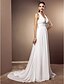 cheap Wedding Dresses-V Neck Court Train Chiffon Made-To-Measure Wedding Dresses with Beading / Draping / Sash / Ribbon by LAN TING BRIDE®