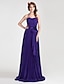 cheap Bridesmaid Dresses-A-Line / Princess Halter Neck / Spaghetti Strap Floor Length Chiffon Bridesmaid Dress with Bow(s) / Draping / Sash / Ribbon by LAN TING BRIDE®