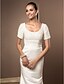 cheap Wedding Dresses-Mermaid / Trumpet Wedding Dresses Scoop Neck Court Train Lace Satin Short Sleeve with Pearl Ruched 2022