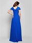 cheap Special Occasion Dresses-A-Line Square Neck Floor Length Chiffon Dress with Appliques / Draping / Criss Cross by TS Couture®