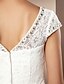 olcso Menyasszonyi ruhák-Szűk szabású Esküvői ruhák Kanálnyak Térdig érő Mindenhol csipke Pántok Kis fehér szoknyák val vel Kristály Gyöngydíszítés Rátétek 2022