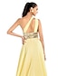 cheap Special Occasion Dresses-Sheath / Column Open Back Dress Prom Formal Evening Court Train Sleeveless One Shoulder Chiffon with Beading Draping Side Draping 2024