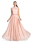 cheap Special Occasion Dresses-Sheath / Column Open Back Dress Prom Formal Evening Floor Length Sleeveless High Neck Chiffon with Bow(s) Criss Cross Beading 2024