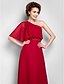 cheap The Wedding Store-Sheath / Column Mother of the Bride Dress Elegant One Shoulder Floor Length Chiffon Half Sleeve with Beading Draping 2023